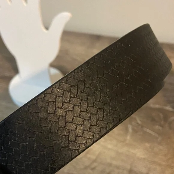 Ted Baker London Black Woven Basket Weave Design Leather Belt Sz 36 Mens